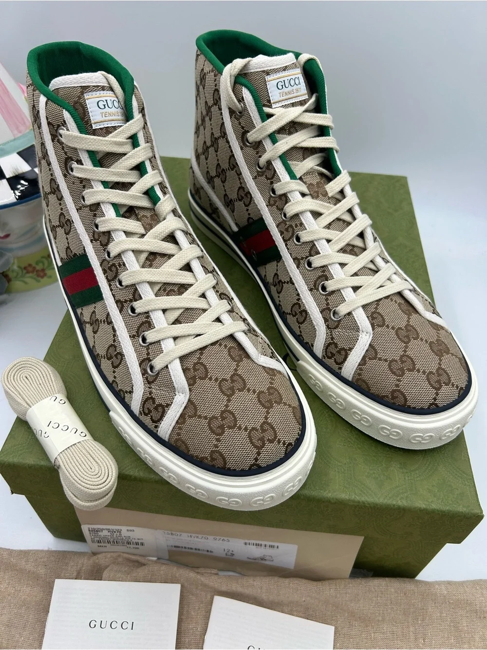 Men's Gucci tennis 1977 GG monogram canvas sneakers size 12.5 fits 13 US